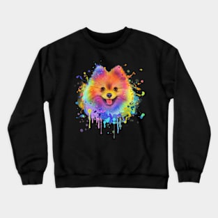 Pomeranian Dog Splash Art Crewneck Sweatshirt